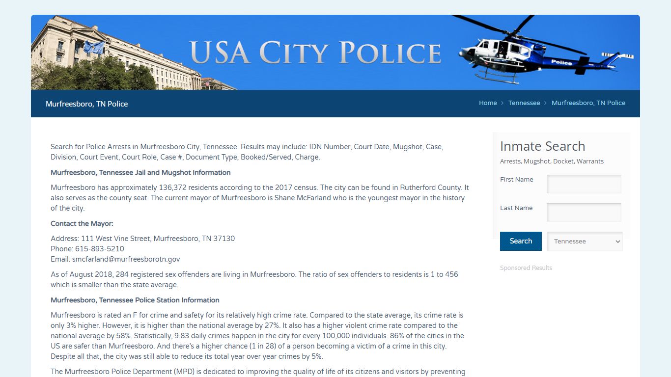 Murfreesboro, TN Police | Jail Records